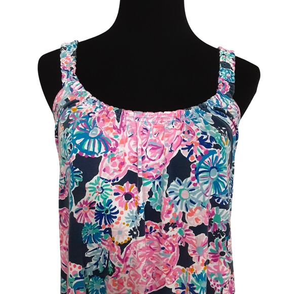 Lilly Pulitzer Loro Swing Dress Tiered High Tide Navy Sea Baby Doll Womens S - Picture 3 of 11